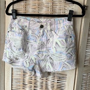 BDG 90’s print denim shorts